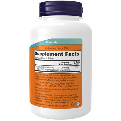 NOW Foods Potassium Gluconate 99 mg – 250 Tablets | Easy to Swallow