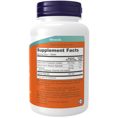 NOW Foods Potassium plus Iodine - Electrolyte Balance and Thyroid Support - 180 Tablets