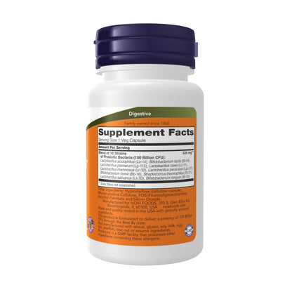 NOW Foods Probiotic-10 100 Billion CFU – 10 Strains | Dairy, Soy & Gluten Free | 30 Veg Capsules