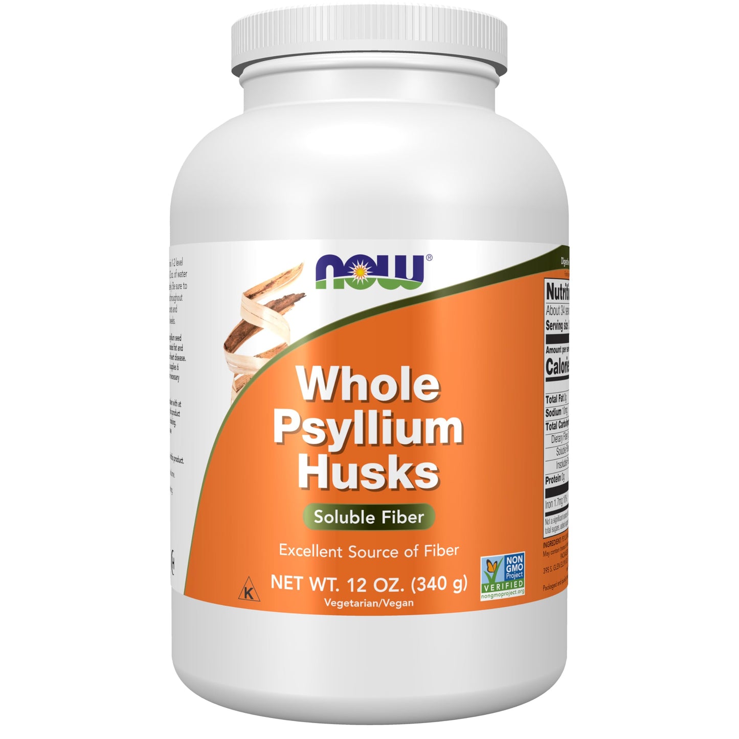 NOW Foods Whole Psyllium Husk Granule - Non-GMO Project Verified, Soluble Fiber, 12-Ounce