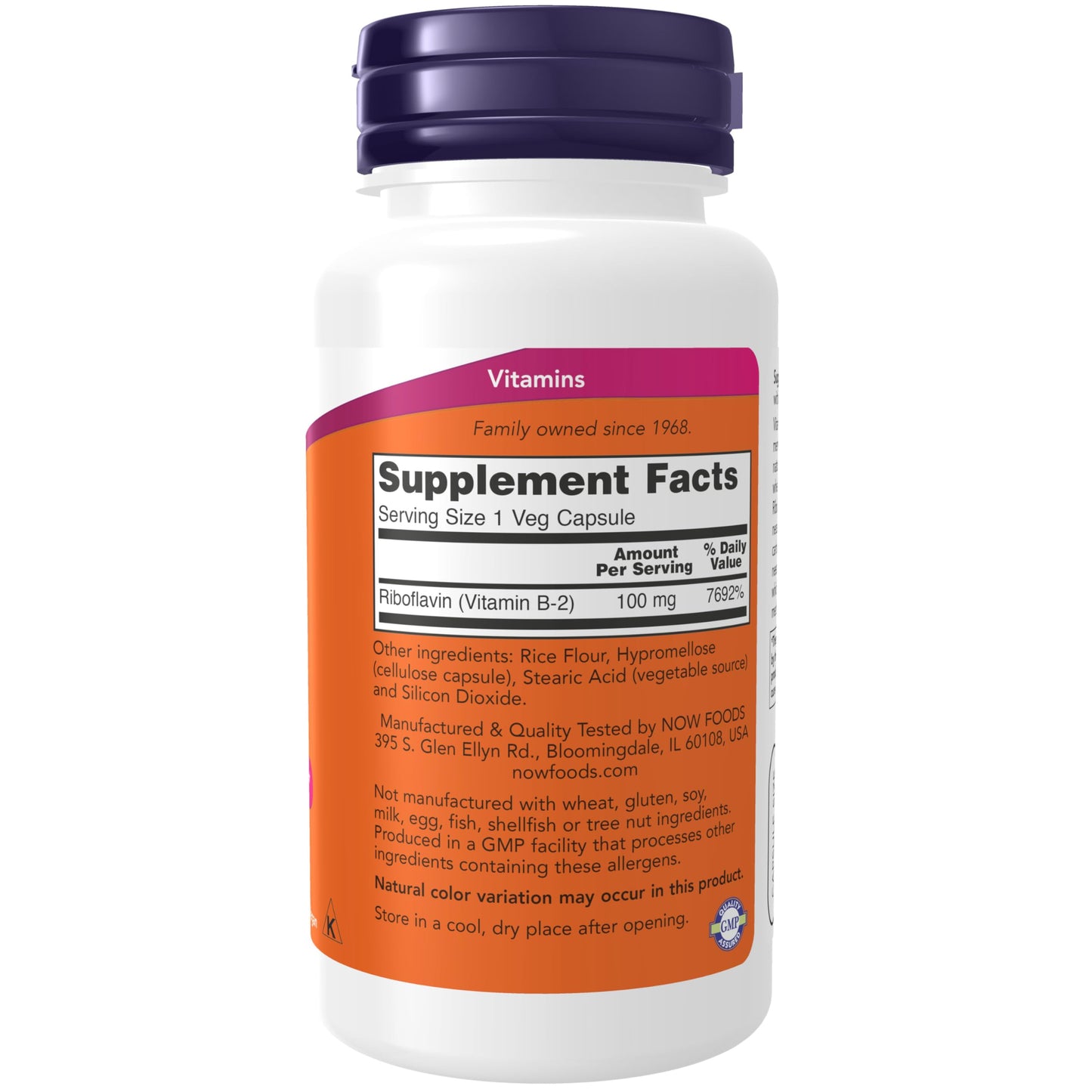NOW Foods Vitamin B-2 Riboflavin 100 mg – Energy Production | 100 Veg Capsules