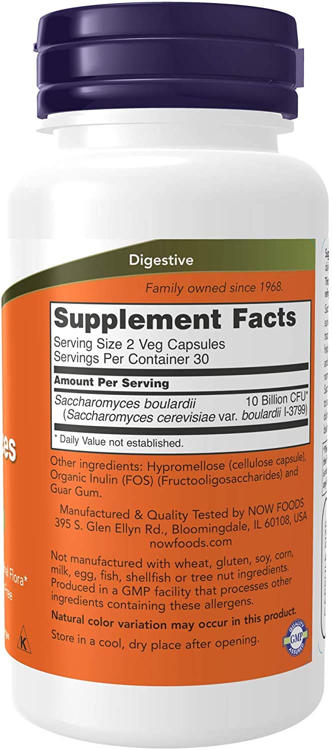 Now Foods Saccharomyces Boulardii Veg Capsules, 120 Count – Probiotic