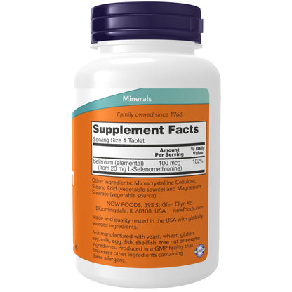 NOW Foods Selenium 100 mcg L-Selenomethionine 250 Tablets | Essential Mineral