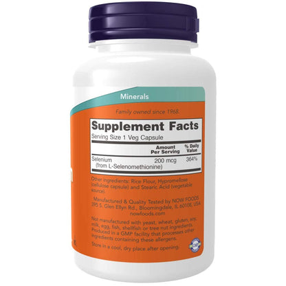 NOW Foods Selenium 200 mcg VCaps, 180 ct - Selenium Supplement