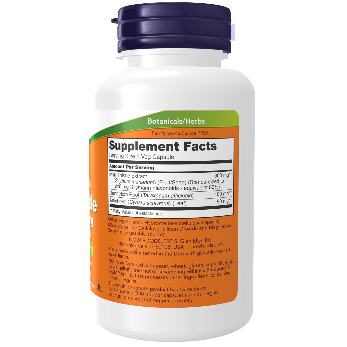 NOW Foods Silymarin Milk Thistle 300 mg – Artichoke & Dandelion, Double Strength, 100 Veg Capsules