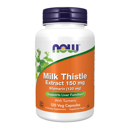 NOW Foods Silymarin Milk Thistle Extract 150 mg with Turmeric | Liver Support | 120 Veg Capsules