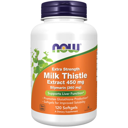 NOW Foods Silymarin Milk Thistle Extract Extra Strength 450 mg Softgels – 120 Softgels