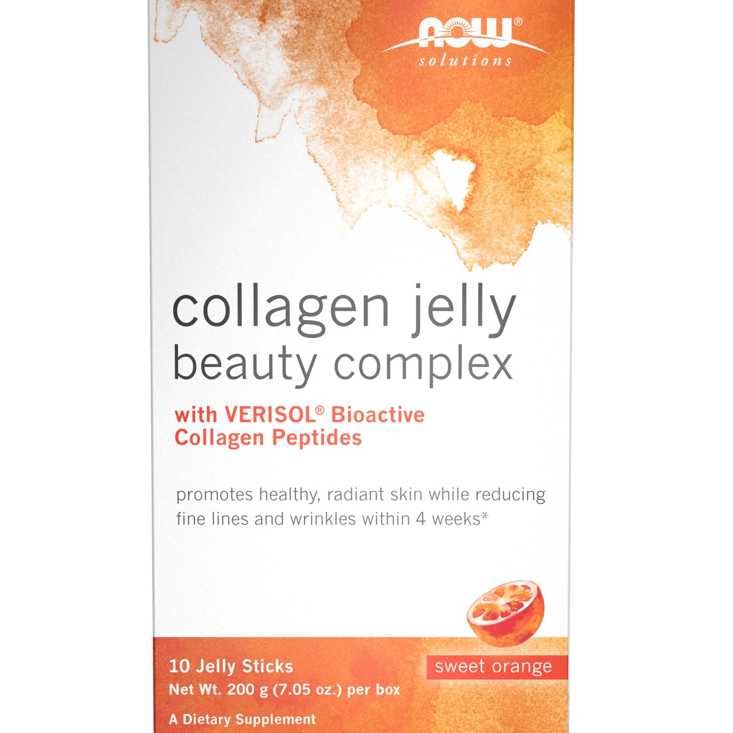 NOW Foods Solutions Collagen Jelly Beauty Complex – Sweet Orange, 10 Jelly Sticks