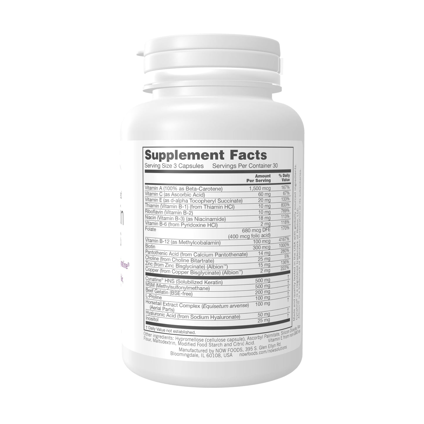 NOW Foods Solutions Hair, Skin & Nails with Cynatine HNS – 90 Veg Capsules