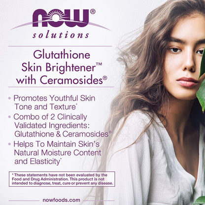 NOW Foods Solutions Glutathione Skin Brightener Ceramosides, 30 Veg Caps