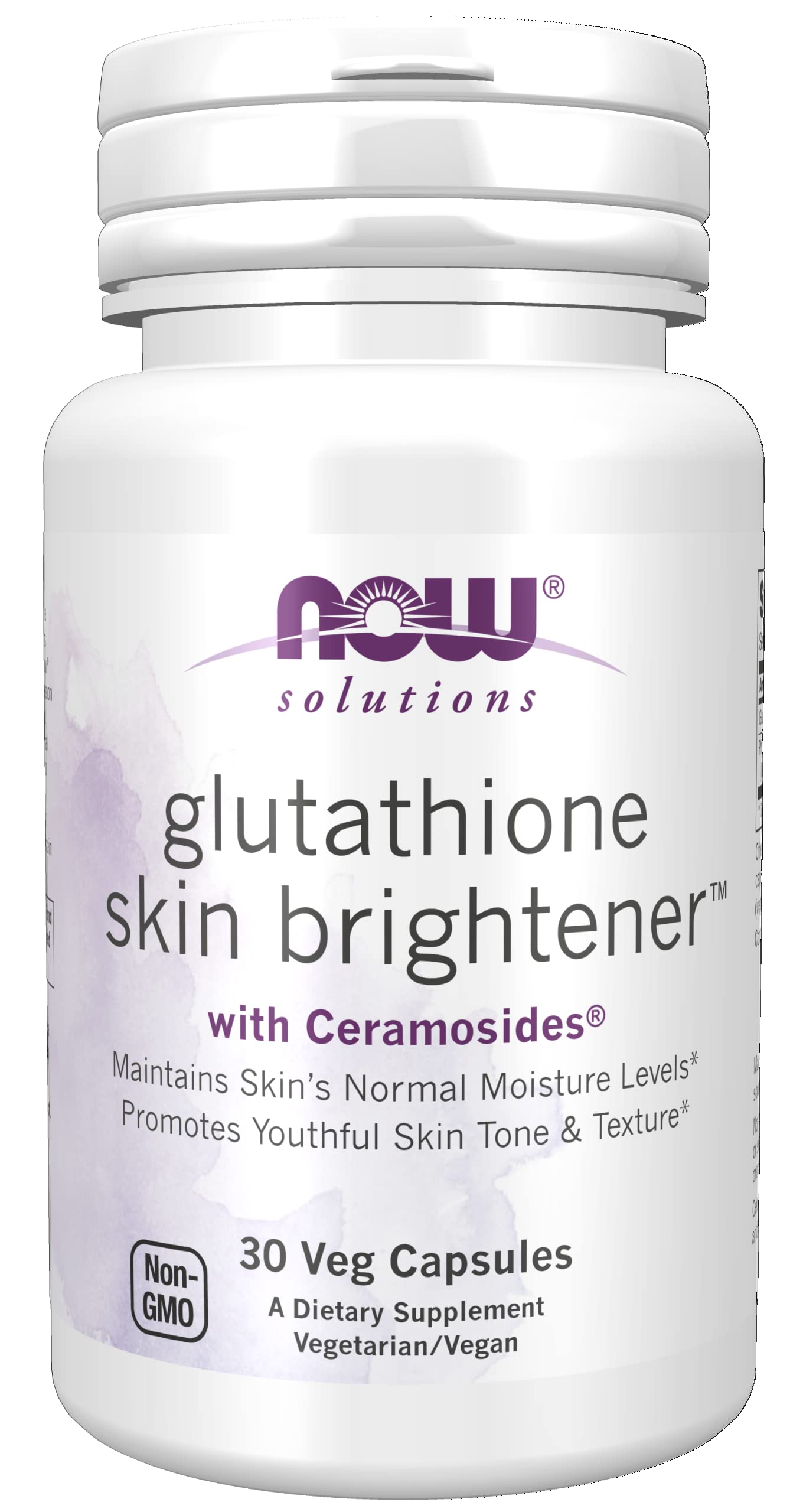 NOW Foods Solutions Glutathione Skin Brightener Ceramosides, 30 Veg Caps