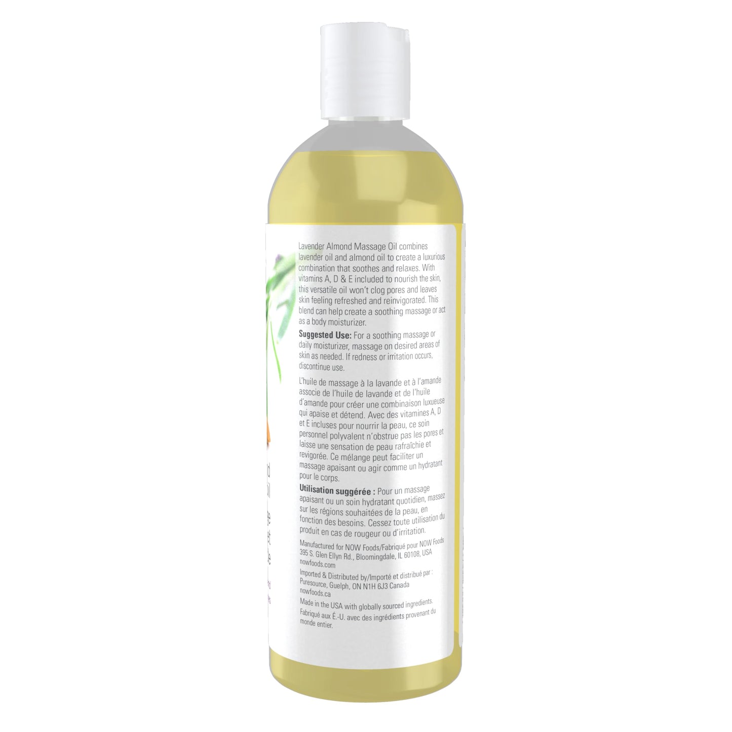 NOW Foods Solutions Lavender Almond Massage Oil – Vitamin-Infused & Soothing (16 oz)
