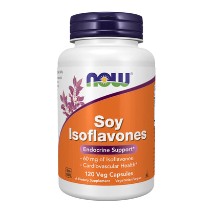 NOW Foods Soy Isoflavones 60 mg - Genistein, Daidzein & Glycitein, 120 Veg Caps