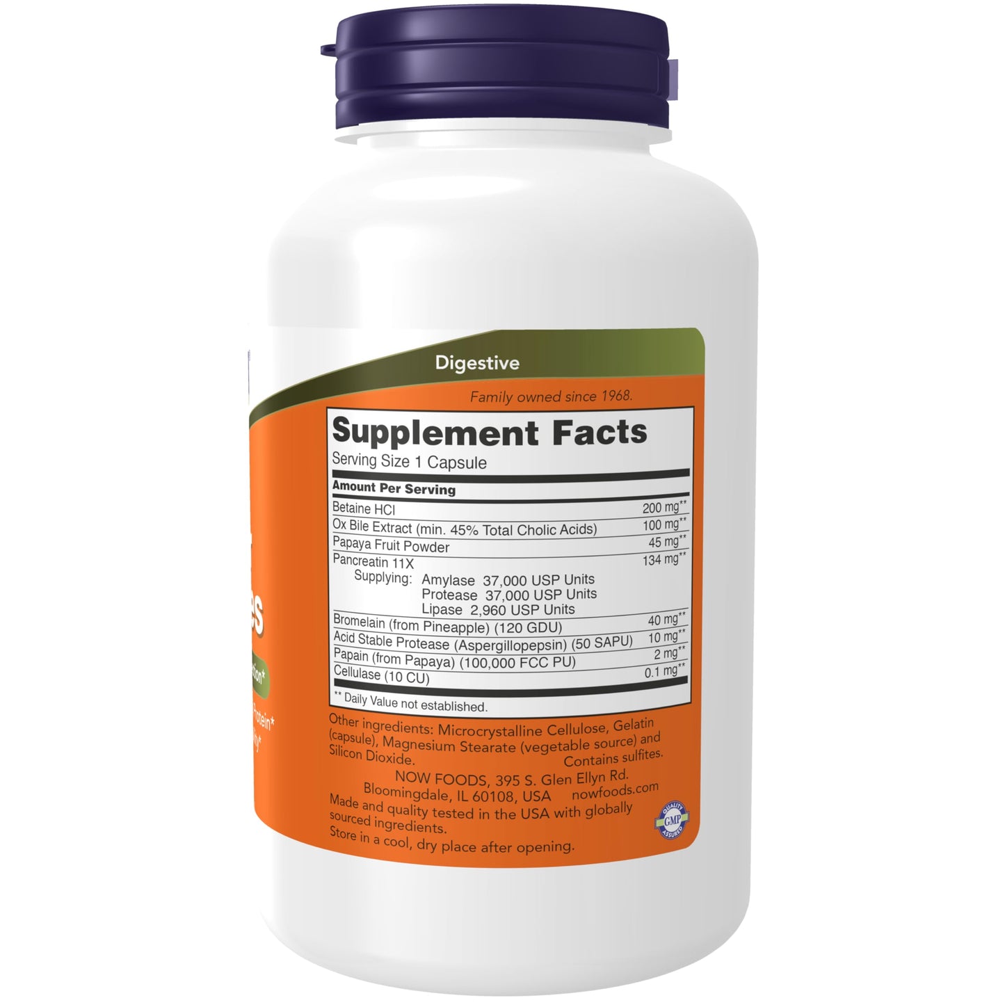 NOW Foods Super Enzymes - Bromelain, Ox Bile, Pancreatin & Papain | 180 Capsules