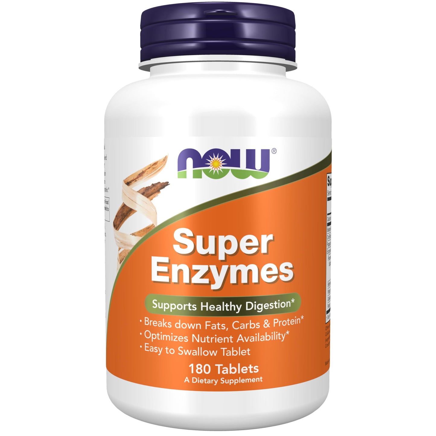 NOW Foods Super Enzymes - Bromelain, Ox Bile, Pancreatin & Papain | 180 Tablets