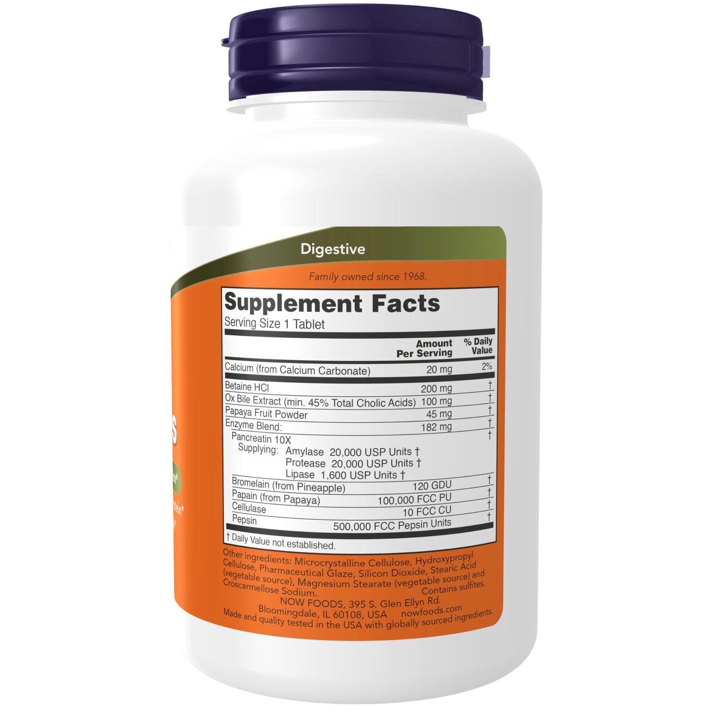NOW Foods Super Enzymes - Bromelain, Ox Bile, Pancreatin & Papain | 180 Tablets