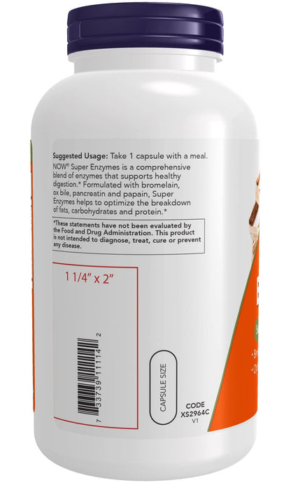 NOW Foods Super Enzymes – Bromelain, Ox Bile, Pancreatin & Papain, 270 Capsules