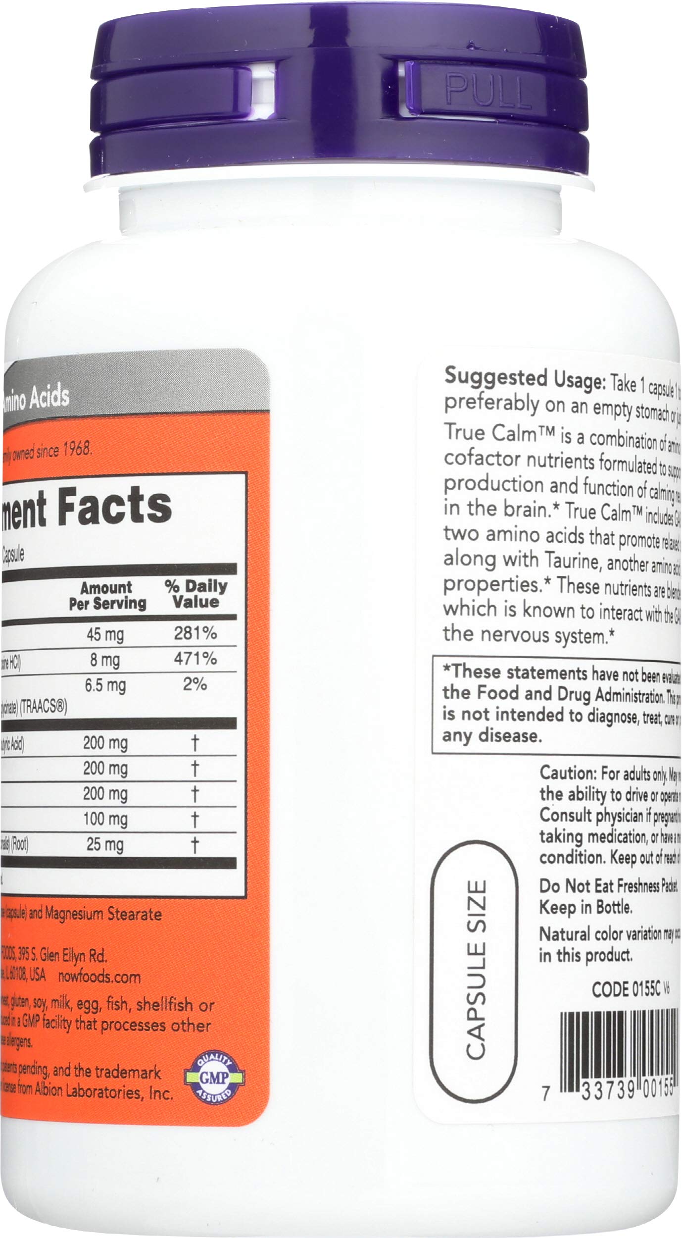 Now Foods True Calm Amino Relaxer 90 Caps Two-Pack | GABA & Relaxation Support