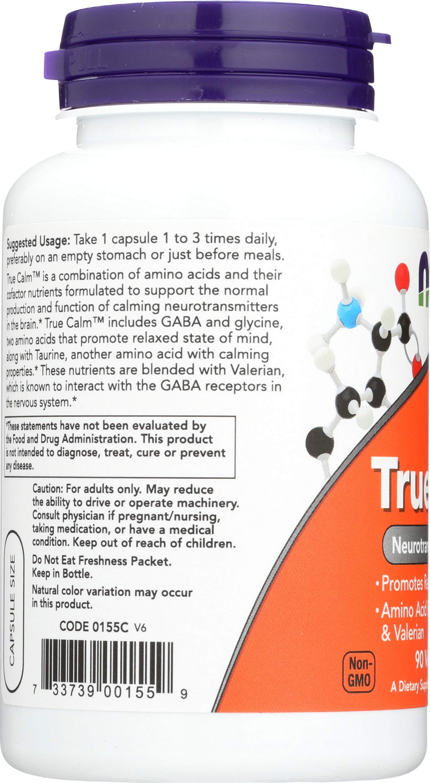 Now Foods True Calm Amino Relaxer 90 Caps Two-Pack | GABA & Relaxation Support