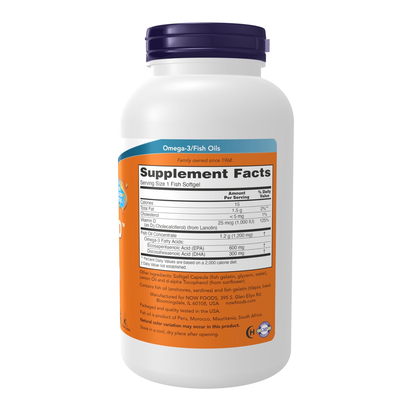 NOW Foods Ultra Omega 3-D™ – Omega-3 Fish Oil + Vitamin D-3, Cardiovascular Support, 180 Softgels