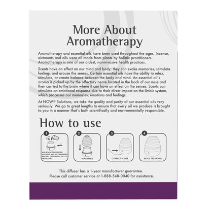 NOW Foods Ultrasonic USB Diffuser – Quiet, Heat-Free Aromatherapy with Color-Changing LED