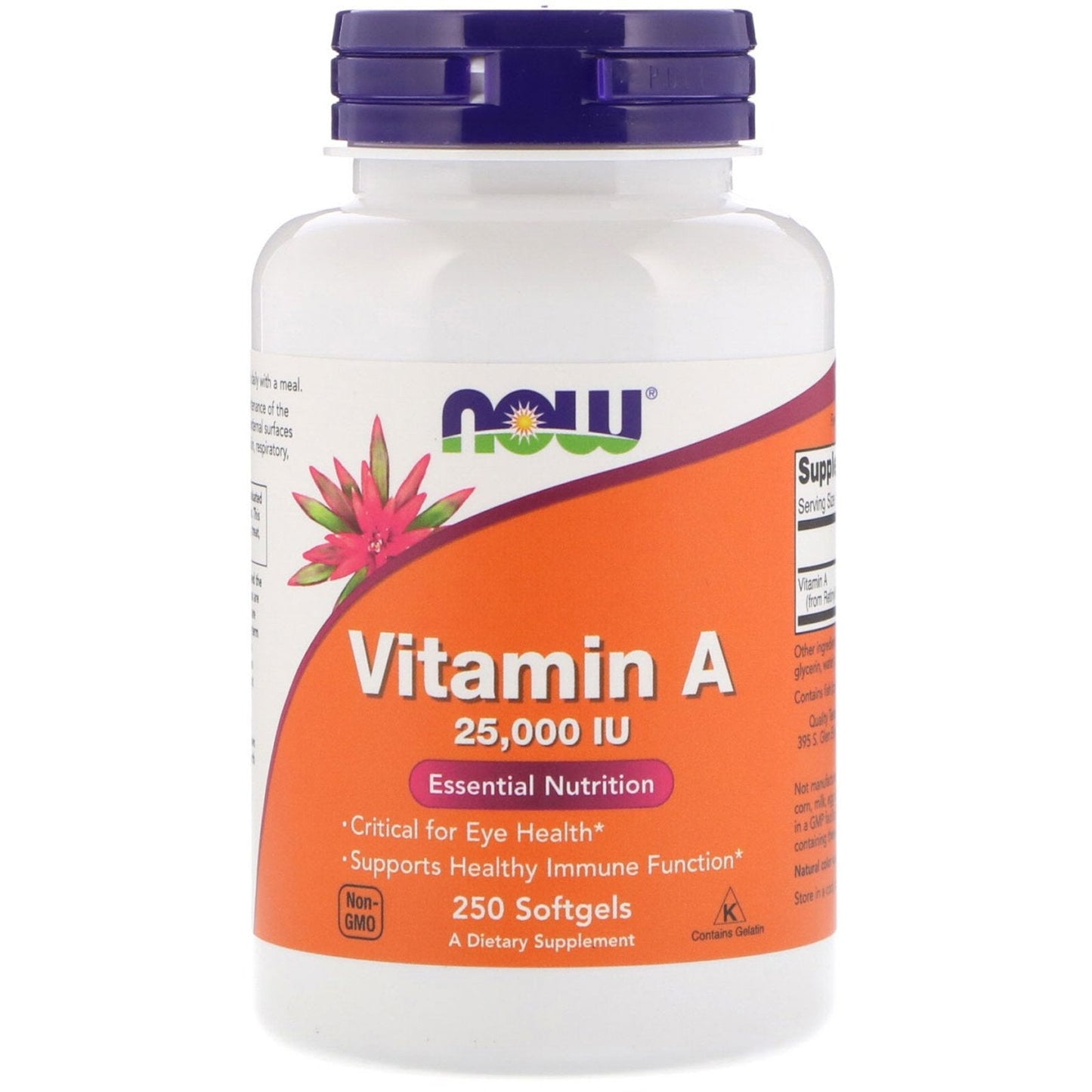 Now Foods Vitamin A 25,000 IU from Fish Liver Oil - 500 Softgels (Pack of 2) | Eye Health & Immune Support