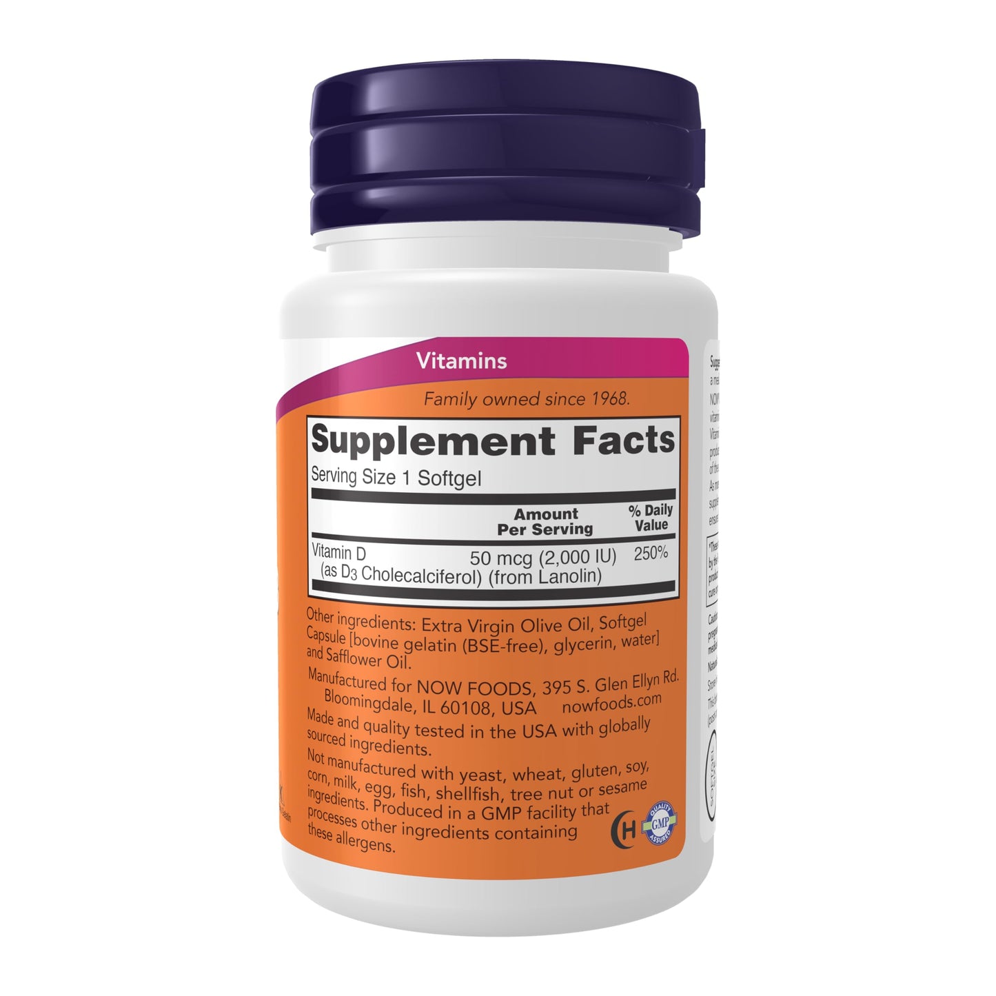 NOW Foods Vitamin D-3 2000 IU Softgels – High Potency, Immune & Bone Support
