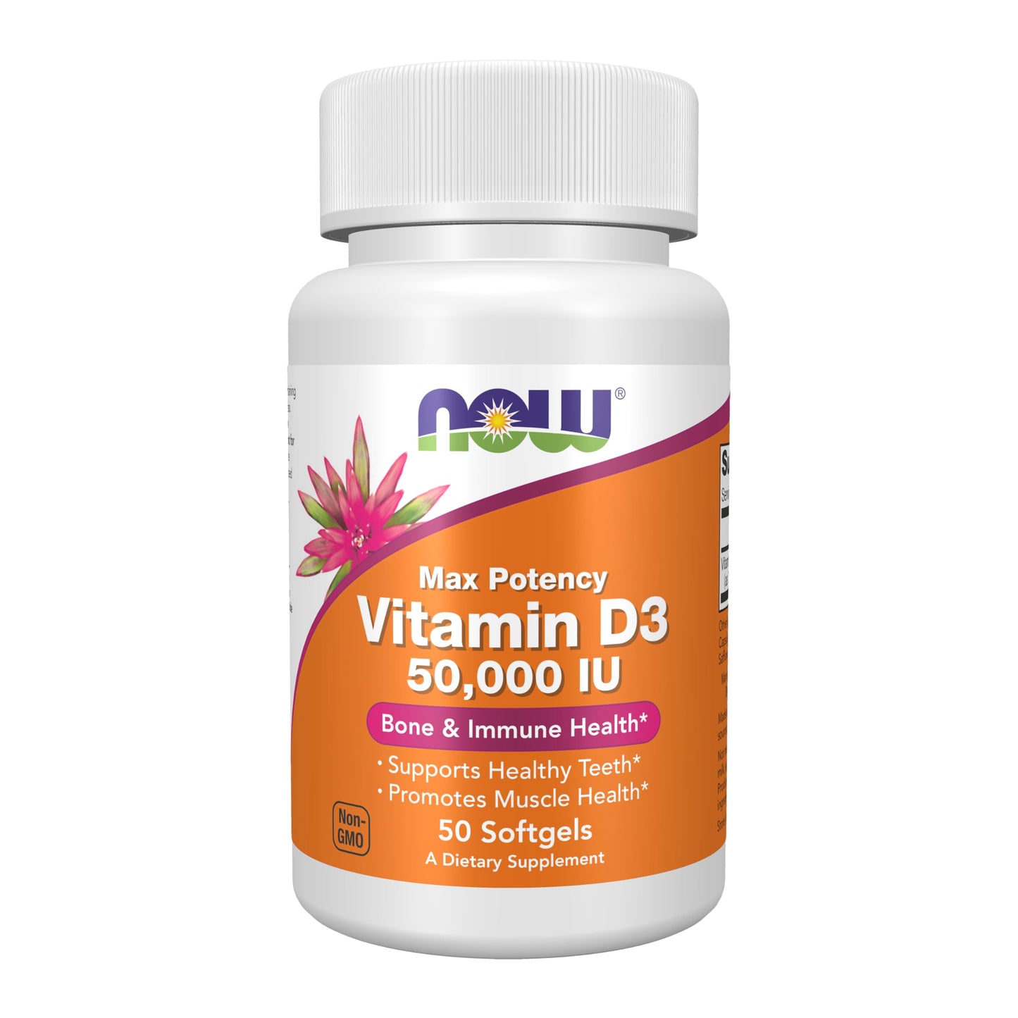 NOW Foods Vitamin D-3 50,000 IU Softgels – 50 Softgels | Bone & Immune Support