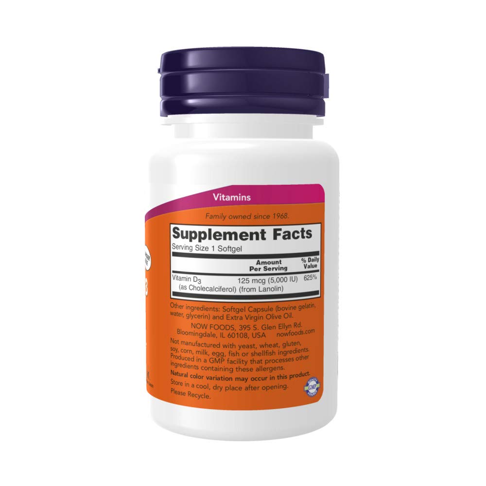 Now Foods Vitamin D3 5,000 IU – 240 Softgels (Pack of 2)