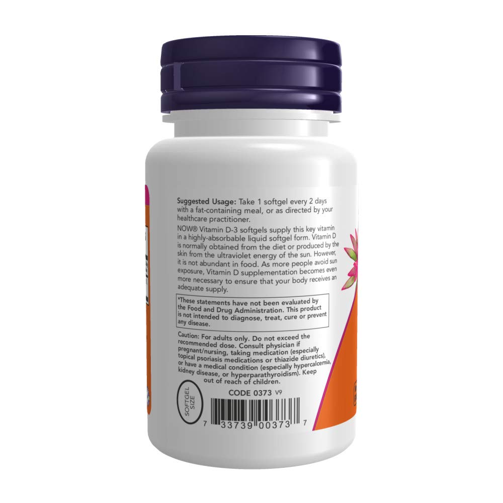 Now Foods Vitamin D3 5,000 IU – 240 Softgels (Pack of 2)