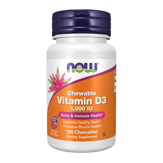 NOW Foods Supplements, Vitamin D-3 1,000 IU, Natural Fruit Flavor, Structural Support*, 180 Chewables BritishVita | Premium UK Vitamins & Wellness Supplements