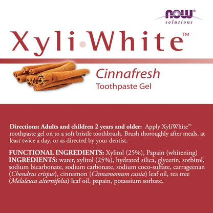 NOW Foods XyliWhite CinnaFresh Toothpaste Gel – 6.4 oz