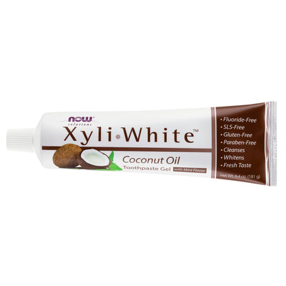 NOW Foods XyliWhite Toothpaste Gel – Fluoride-Free, Xylitol, Coconut Oil, Coconut-Mint