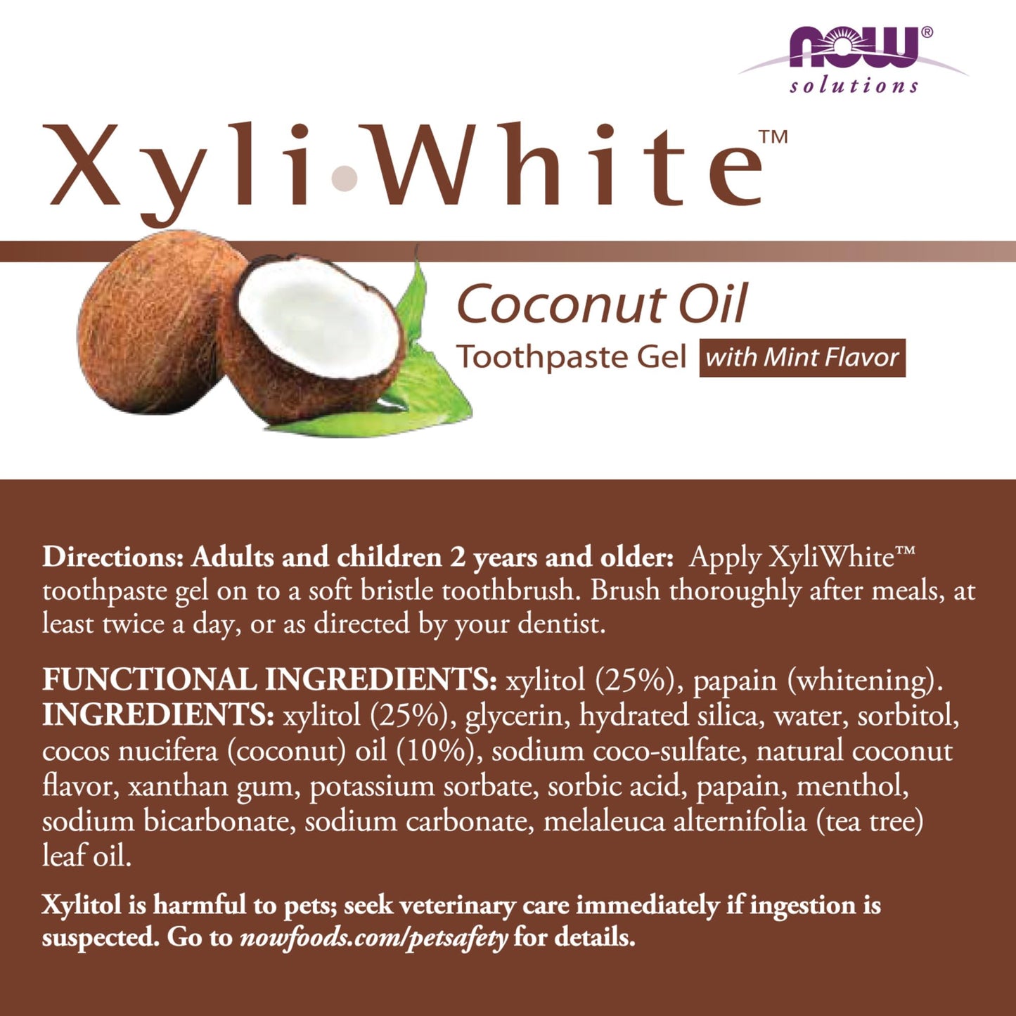 NOW Foods XyliWhite Toothpaste Gel – Fluoride-Free, Xylitol, Coconut Oil, Coconut-Mint