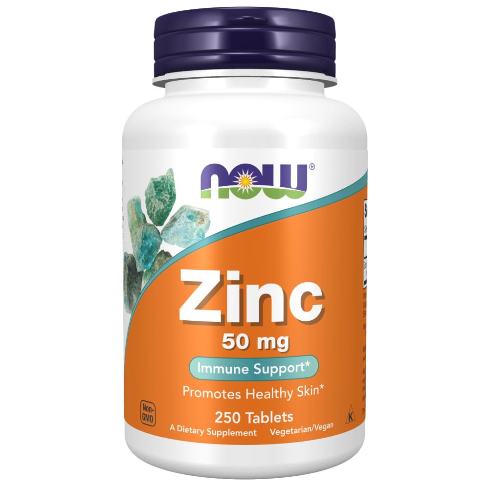 NOW Foods Zinc Gluconate 405 mg Tablets - 250 Count | White, Unflavored