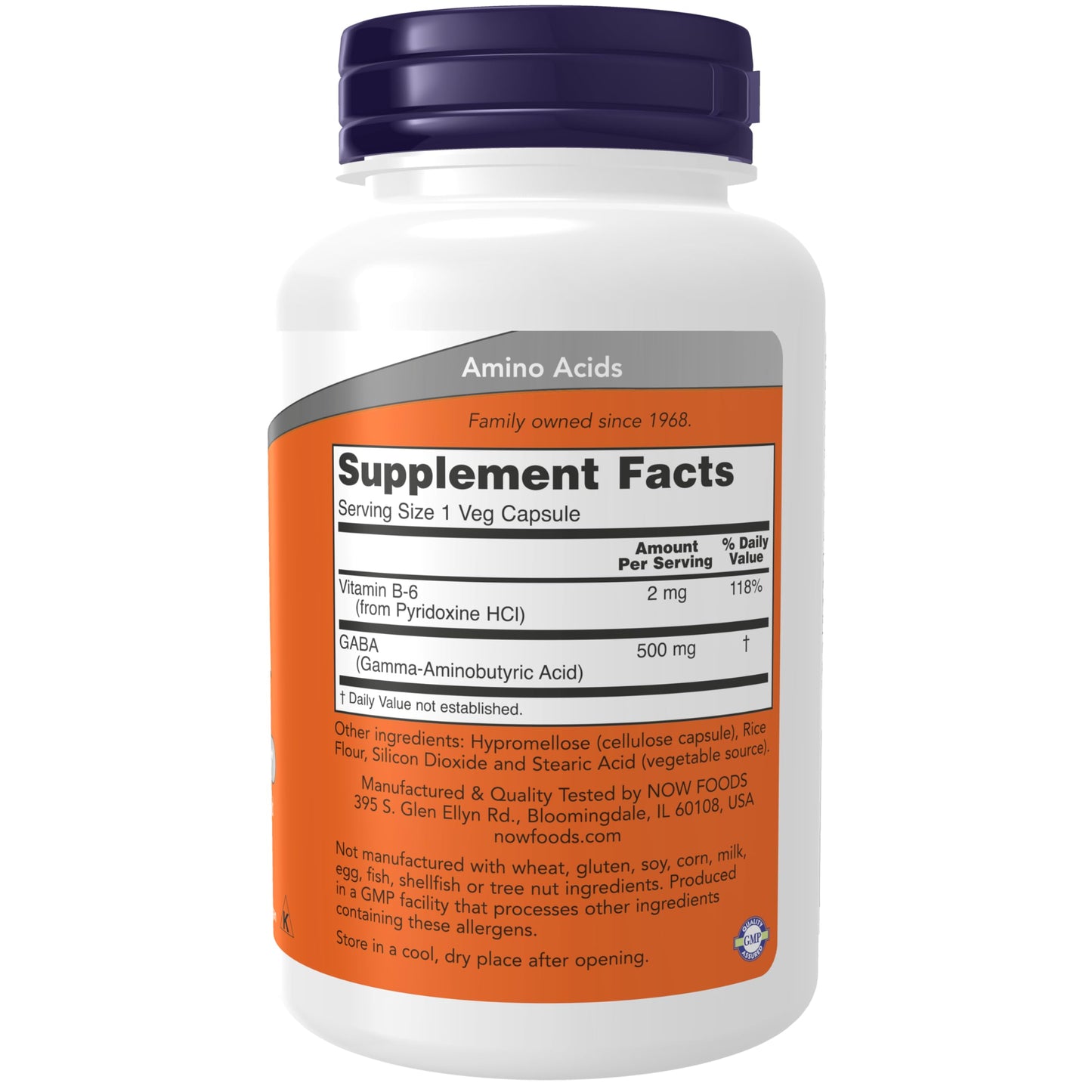 NOW Gaba 500mg – 100 Veg Capsules | GABA Supplement