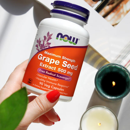 NOW Grape Seed Extract 500 mg | 90% Polyphenols | 90 Veg Capsules