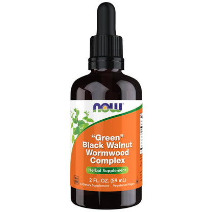 NOW Supplements Green Black Walnut Wormwood Complex Liquid with Dropper – 2 oz