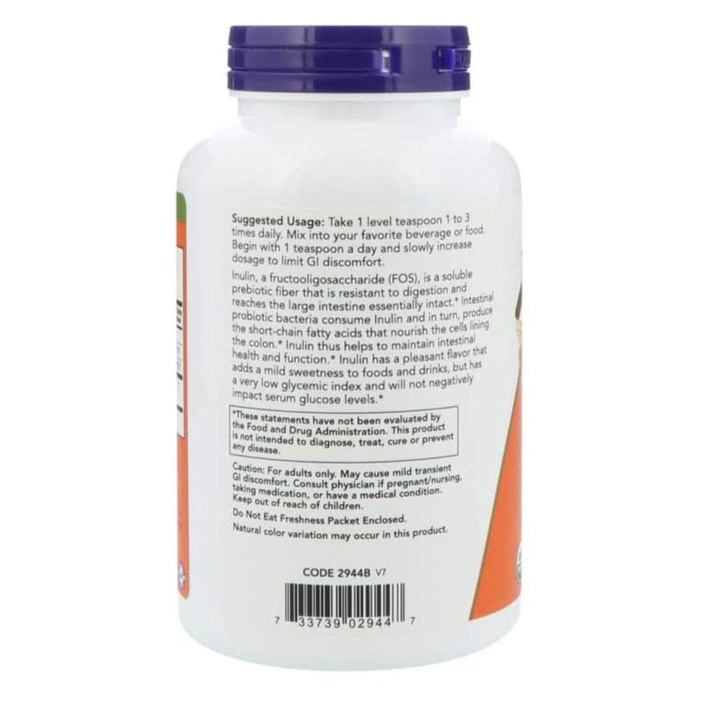 NOW Inulin Prebiotic Fos, 8-Ounces (Pack of 2) | Prebiotic Fiber Supplement