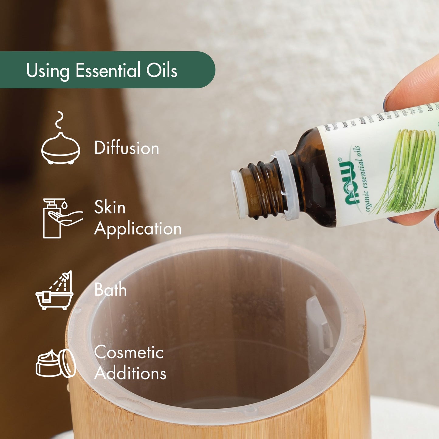 NOW Essential Oils Organic Lemongrass Oil – Pure Steam-Distilled, 1 oz