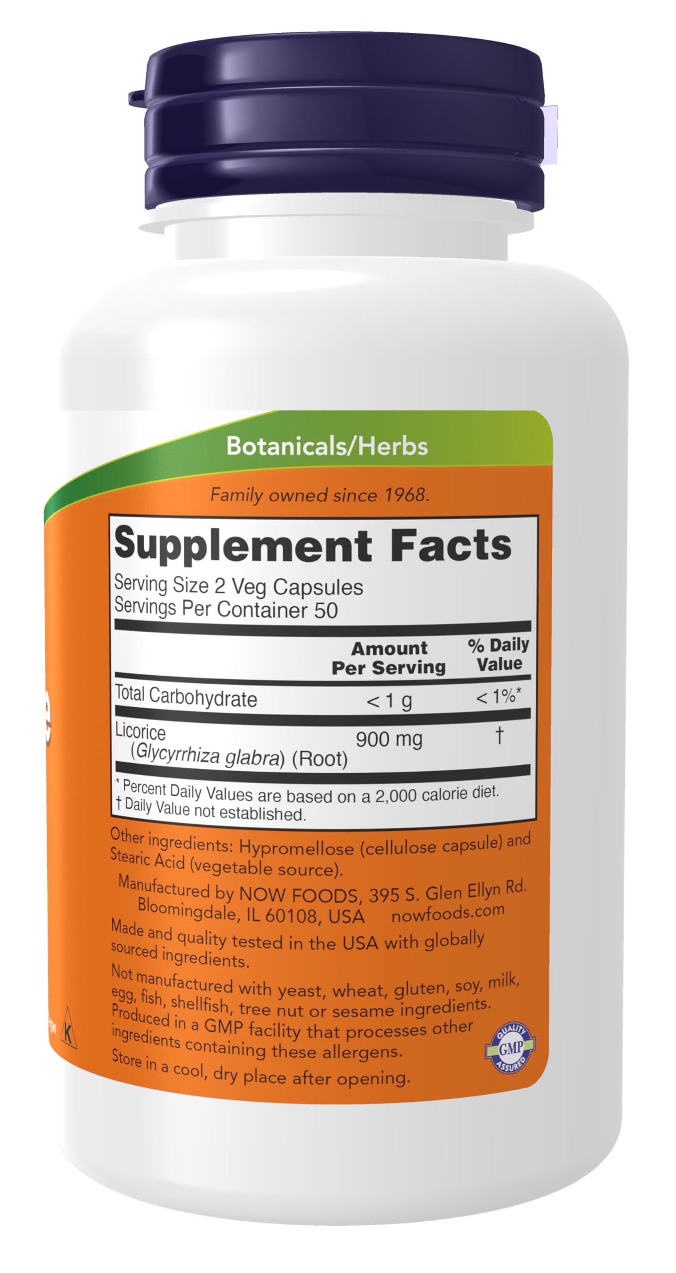 NOW Licorice Root 450 mg – Glycyrrhiza glabra, 100 Veg Capsules