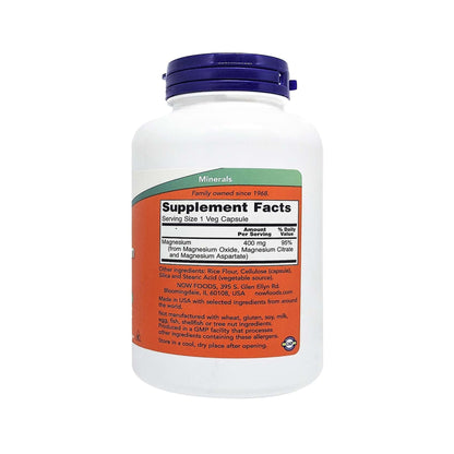 NOW Magnesium 400mg - 180 Veg Capsules | Supports Energy Production