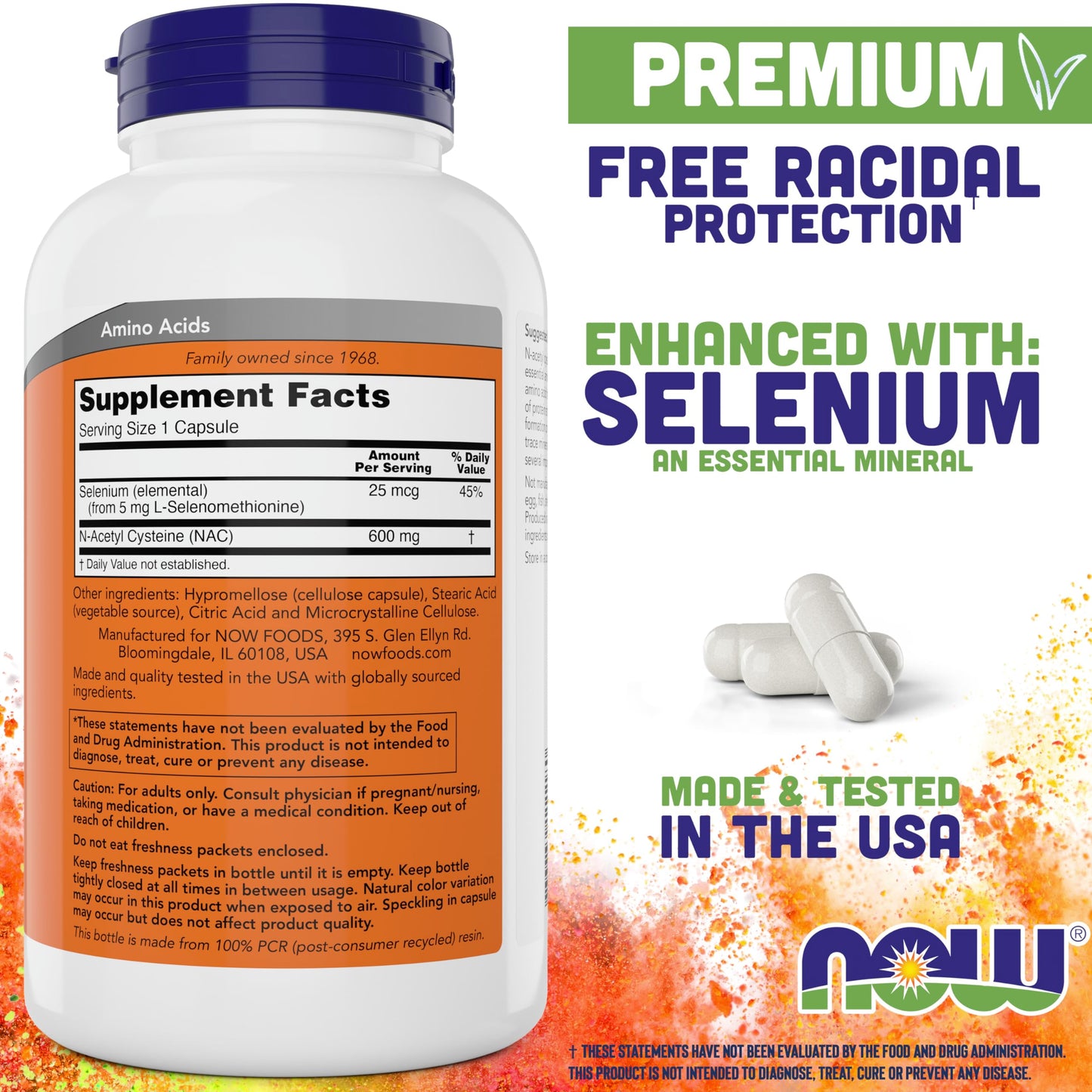 NOW NAC 600 mg, 400 Capsules (Pack of 2) – N-Acetyl Cysteine with Selenium