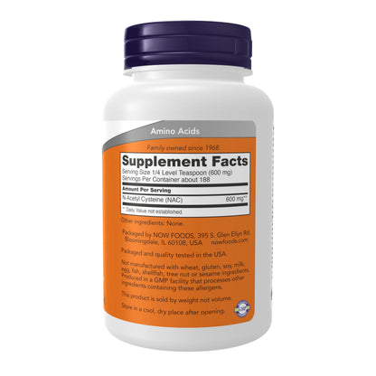 NOW Supplements, NAC (N-Acetyl Cysteine) 600 mg Pure Powder, Free Radical Protection*, Cellular Health*, Immune System Function* 4-Ounce (113 g)