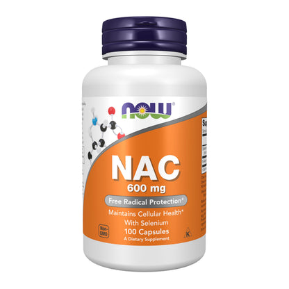NOW NAC (N-Acetyl Cysteine) 600 mg with Selenium – 100 Capsules | NOW Foods