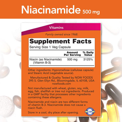 NOW Niacinamide 500mg - 100 Capsules | Vitamin B-3 (Niacinamide) | NOW Foods
