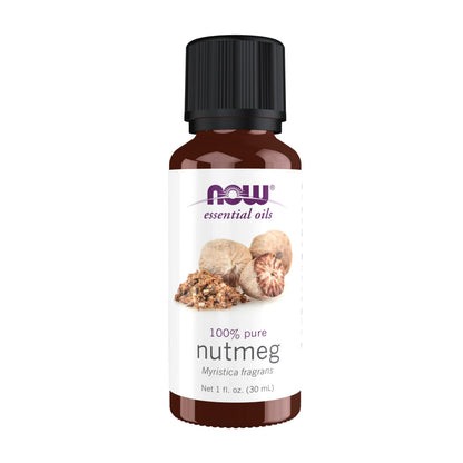 NOW Nutmeg Essential Oil - Steam Distilled, Energizing Aromatherapy, 100% Pure, 1 oz