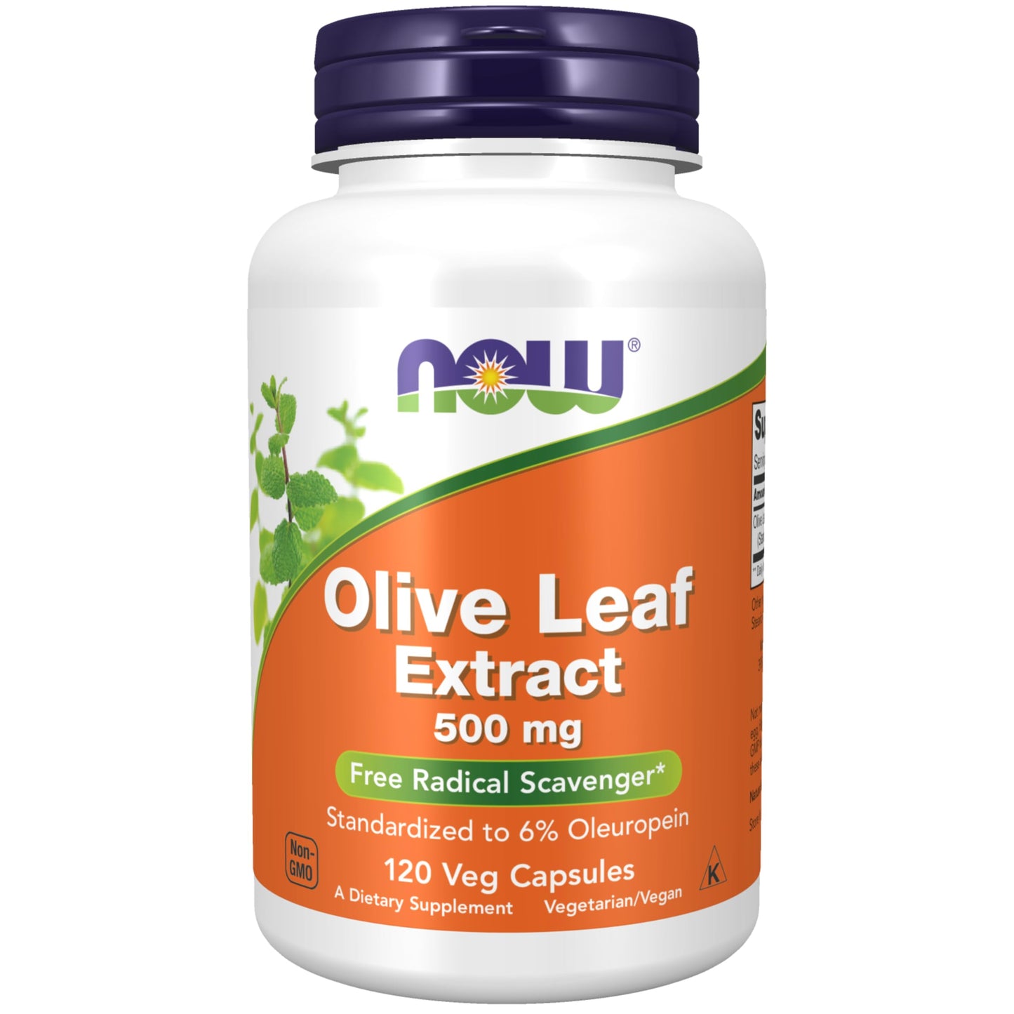 NOW Foods Olive Leaf Extract 500 mg – Free Radical Scavenger*, 120 Veg Capsules