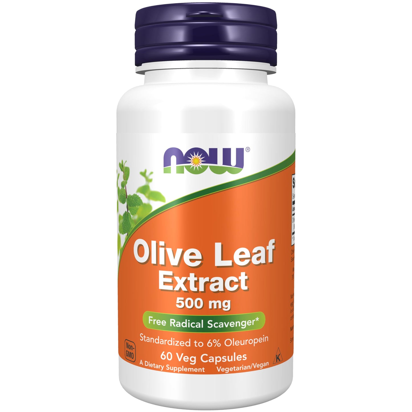 NOW Foods Olive Leaf Extract 500 mg – Free Radical Scavenger, 60 Veg Capsules