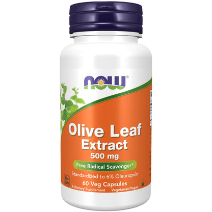 NOW Foods Olive Leaf Extract 500 mg – Free Radical Scavenger, 60 Veg Capsules